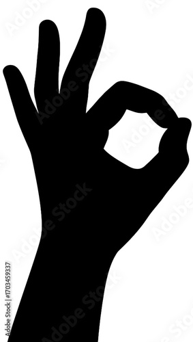 OK Hand Gesture Silhouette - Perfect, Positive, and Approval Symbol