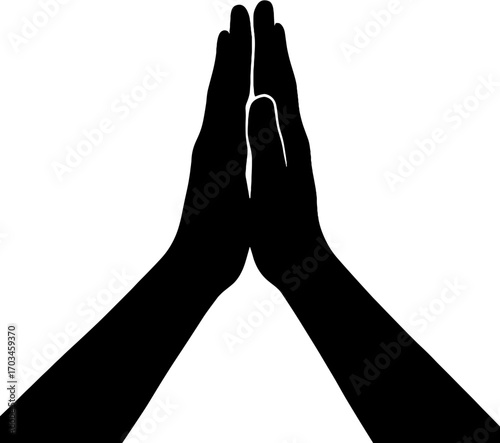 Praying Hands Silhouette - High Five or Gratitude Hand Gesture Symbol