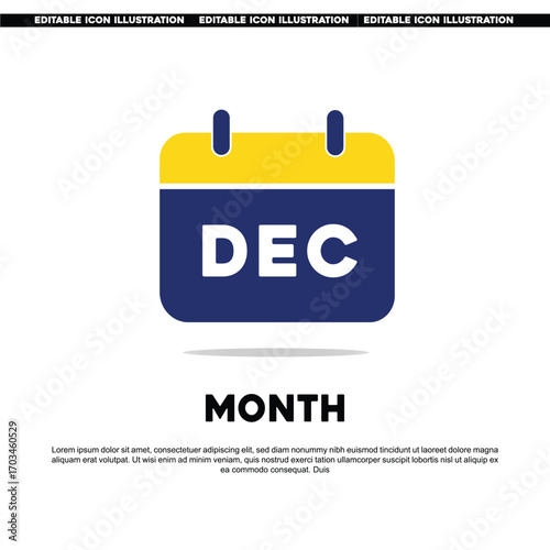 Month Calendar Icon. Monthly Calendar Icon. Flat Editable Vector Design.