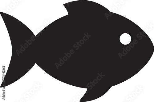 Simple fish silhouette icon, perfect for sea life, ocean, logo, aquarium, and creative design use.