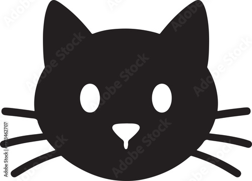 Cat face with whiskers silhouette icon, perfect for pet, feline, logo, and creative design use.