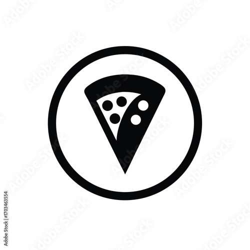 Circular icon with a pizza slice graphic
