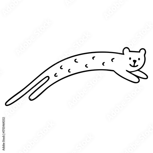 Simple black line drawing of a stylized, leaping otter-like creature