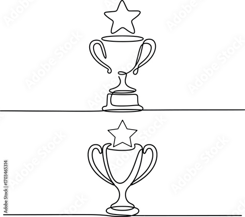 Trophy Cup with Star Vector, Award, Achievement, and Success Illustration.