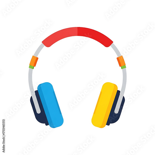 Colorful Headphones Illustration Isolated on White Background for Music and Audio