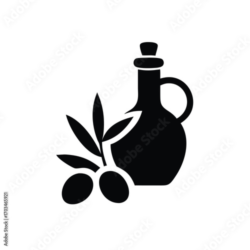 Olive Oil Bottle Silhouette Icon