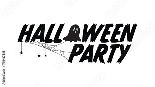 Halloween holiday banner design. Halloween party text with spider web elements for halloween celebration. Vector illustration