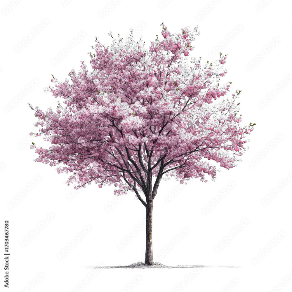 Obraz premium A tree with pink flowers is the main focus of the image