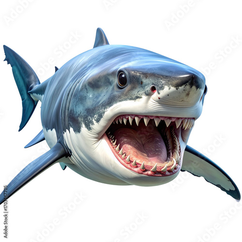 PNG Realistic image of a great white shark with open mouth