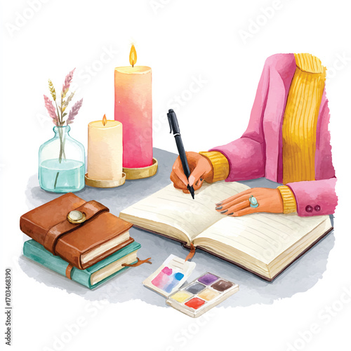 Person writing in a journal capturing thoughts and ideas.