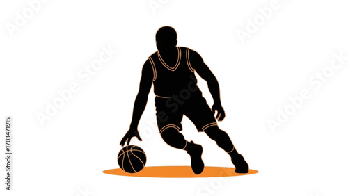 Basketball and Basketball Player Vector Silhouette Illustration Set AI EPS PNG