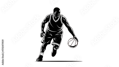 Basketball and Basketball Player Vector Silhouette Illustration Set AI EPS PNG