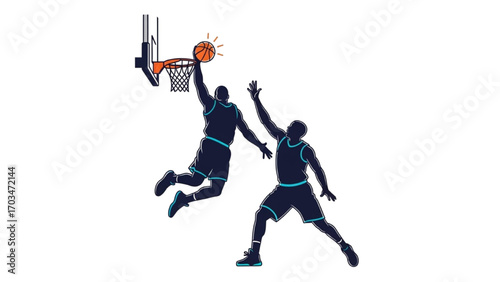 Basketball and Basketball Player Vector Silhouette Illustration Set AI EPS PNG