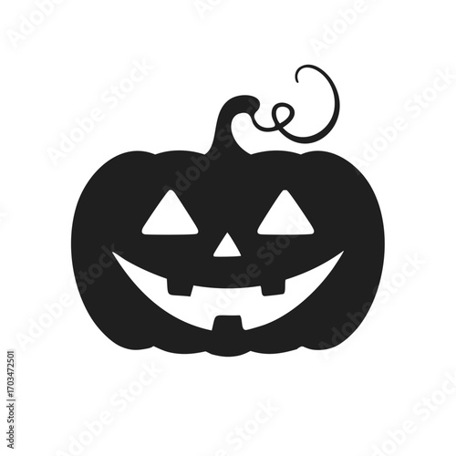 Black Halloween Pumpkin With Swirling Stem jack o lantern