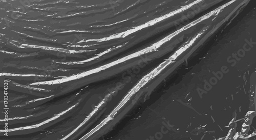 Abstract Black Plastic Texture with Wrinkles and Reflections for Graphic Design