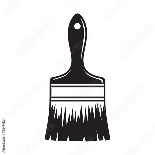 silhouette of a paint brush icon isolated on white background, illustration for painting and design tools