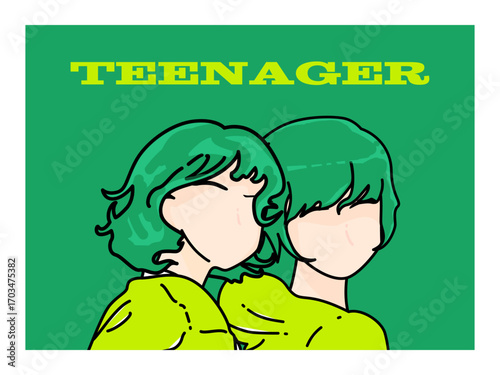 こちらを見る10代男女のイラスト