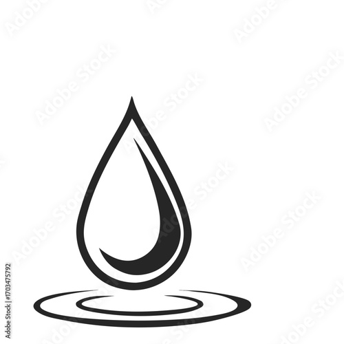 A minimalist icon of a single water droplet. This image is perfect for websites and blogs related to hydration, water, purity, conservation, cosmetics, or any eco-friendly products and services.

