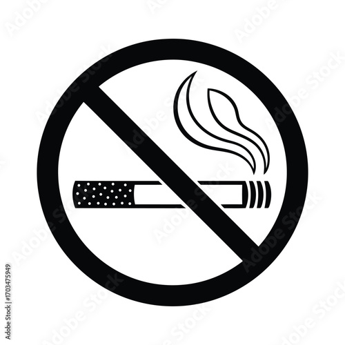 No smoking sign isolated on white background indicating a prohibition of smoking in the area to promote a healthy and smokefree environment