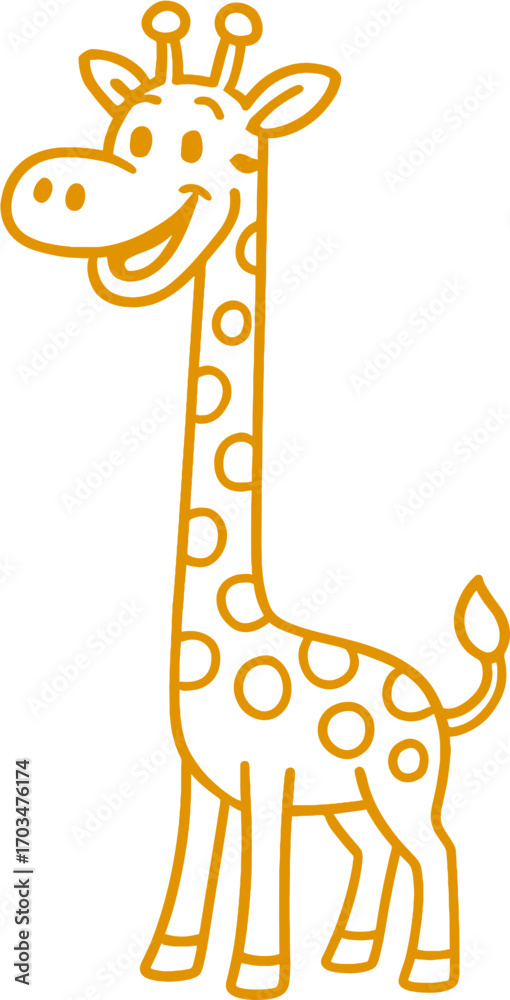Naklejka premium cute-giraffe-cartoon-outline-clipart.png