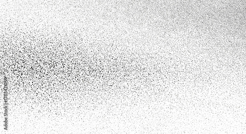 Monochrome spray paint texture background with gradient of black dots on white