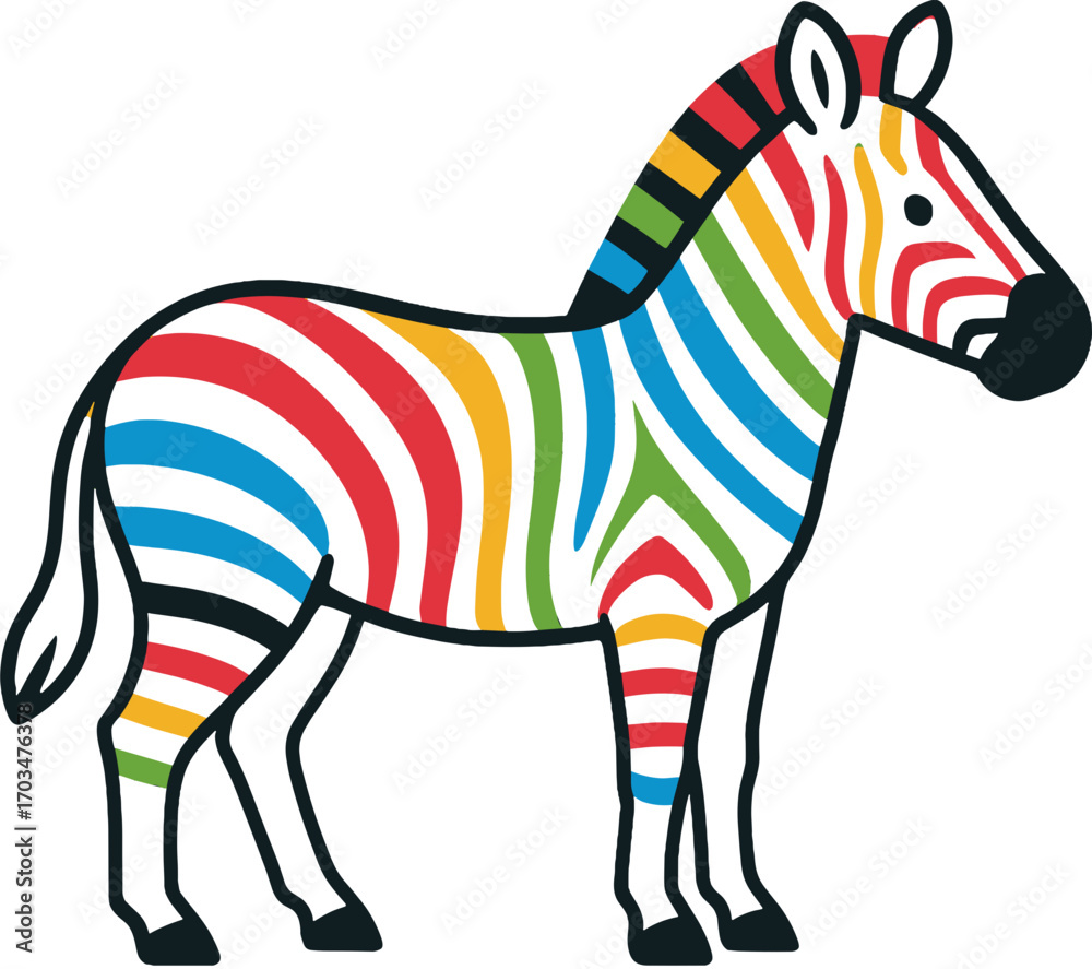 Obraz premium Rainbow Zebra Cartoon Colorful Clipart Cool