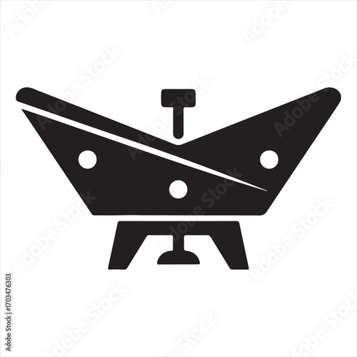 dental chair icon illustration, black silhouette symbol for dentist clinic, oral care, or medical services