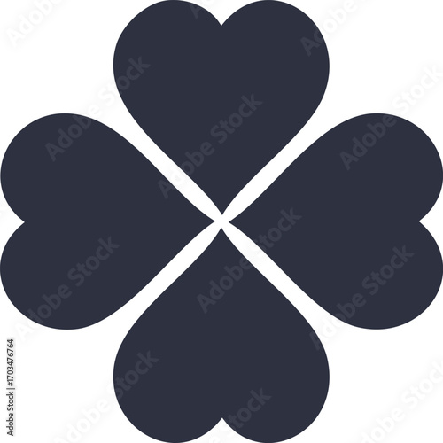 Dark Gray Four Leaf Clover Silhouette luck symbol