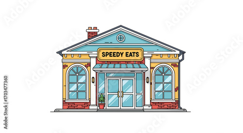 Detailed vector illustration of a fast food restaurant building front view design concept