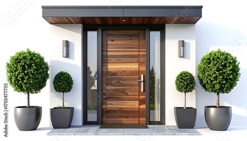 Wallpaper Mural Modern house entrance with wooden door Torontodigital.ca