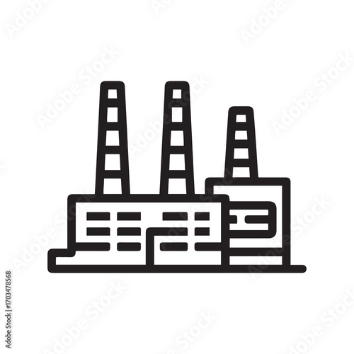 Factory Icon Production Plant With Industrial Chimneys and Buildings