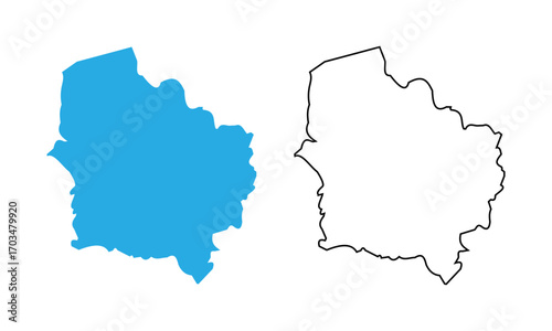 Hauts de France, map of administrative division, region, of France. Map with detailed outline and blue silhouette