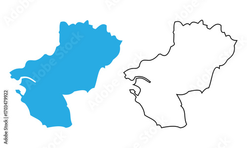 Pays de la Loire, map of administrative division, region, of France. Map with detailed outline and blue silhouette