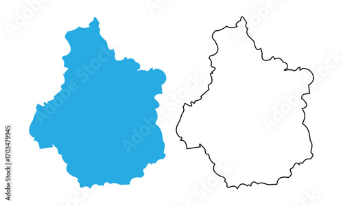Centre-Val de Loire, map of administrative division, region, of France. Map with detailed outline and blue silhouette