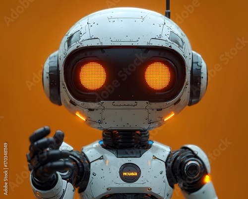 Robotic Companion: An engaging portrait of a friendly, high-tech robot, showcasing sleek design and an inviting presence.