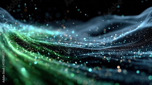 Wallpaper Mural A captivating abstract wave of light with glowing particles, an atmospheric background  Torontodigital.ca