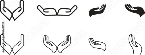 praying hands outline vector illustration – christian symbol with and without rosary