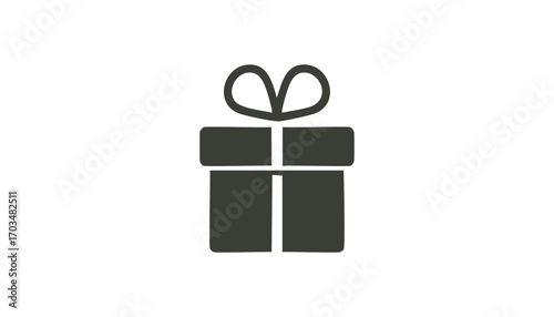 Simple dark grey gift box icon present symbol