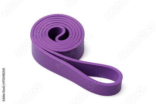 Purple Resistance Band Rolled in a Spiral Shape with Soft Glow on a Dark Background