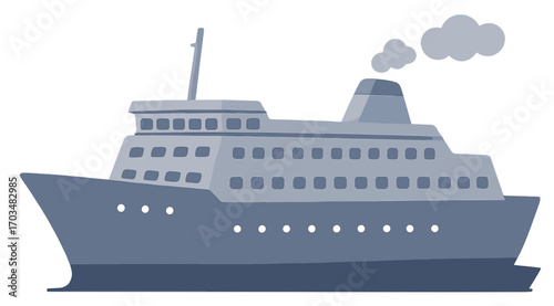 Passenger Ship Illustration - Ferry and Ocean Cruise Boat