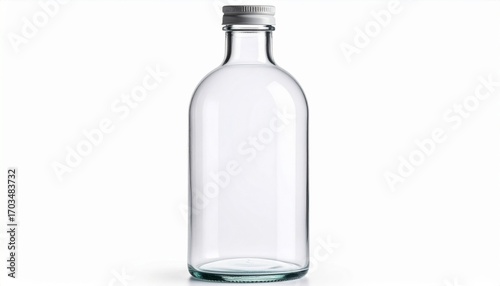 Wallpaper Mural Empty Clear Glass Bottle with Silver Cap in Studio Clean Presentation Style Torontodigital.ca