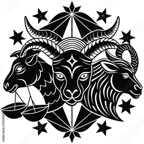 Collection of 12 zodiac constellations in minimalist line art style