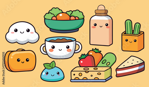Colorful Foods, Cartoon Ingredients, Happy Food, Animated Dishes, Culinary Art, Fun Kitchen, Cooking Illustration, Cartoon Cuisine, Delicious Delight, Food Art, Animated Cooking, Tasty Ingredients, Ca