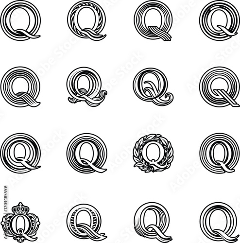 Collection of Glyph Style Q Logo Art 

