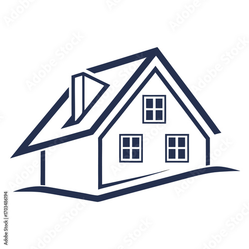 Minimalist geometric house icon logo design with clean lines and modern appeal