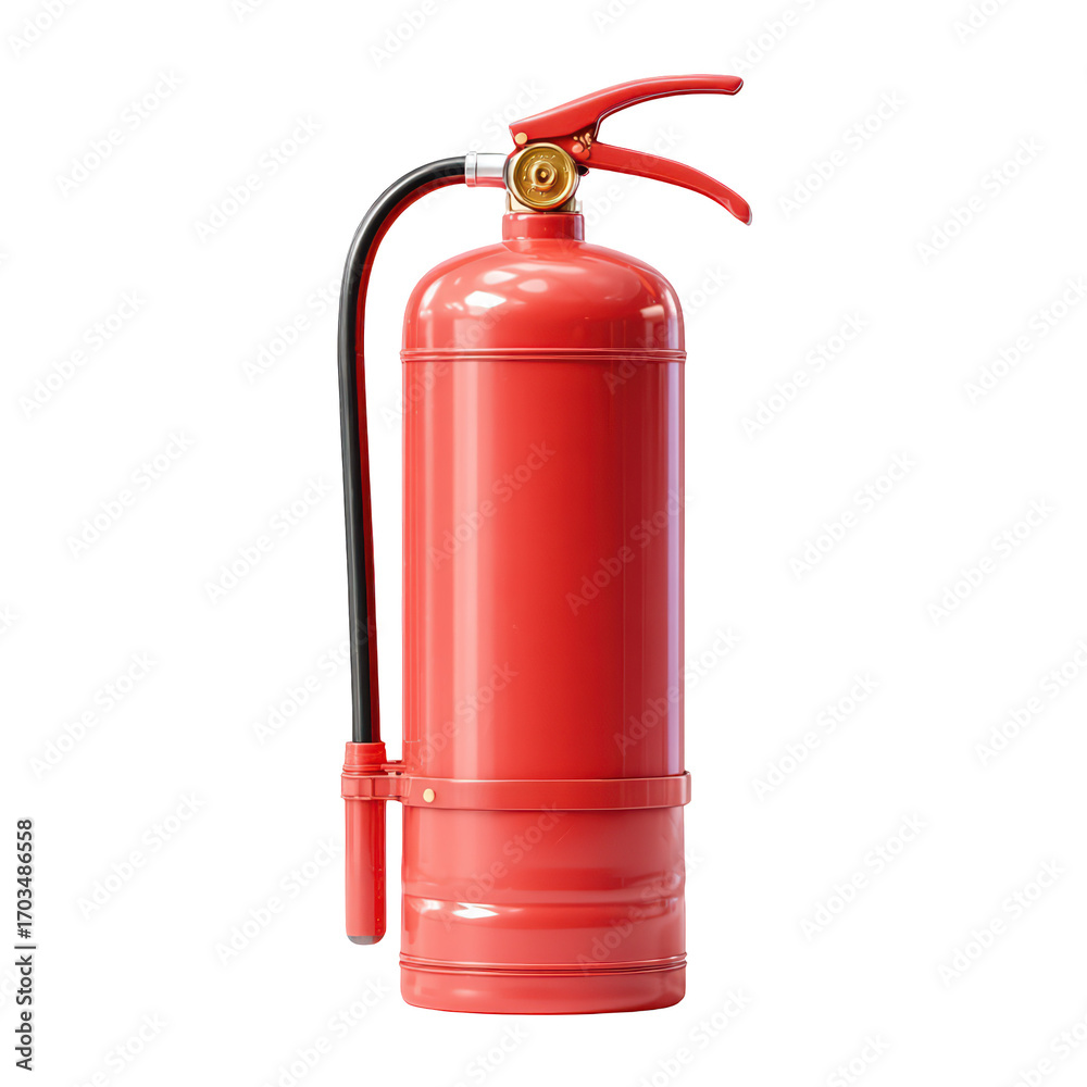 Obraz premium Red Fire Extinguisher Safety Equipment Fire Prevention, isolated on transparent background, perfect cutout, PNG