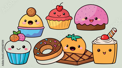 Sweet Treats, Cartoon Desserts, Delicious Pastries, Animated Sweets, Bakery Art, Fun Treats, Dessert Illustration, Cartoon Bakery, Yummy Pastries, Sweet Joy, Dessert Delight, Animated Bakery, Cartoon 