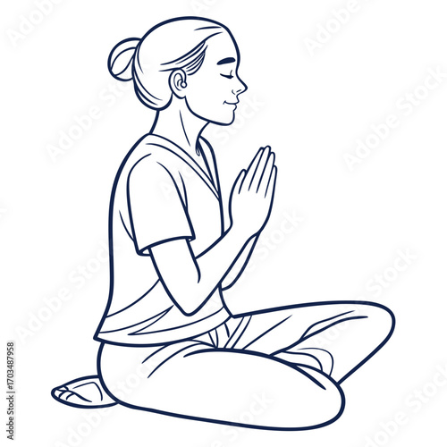 Serene meditating person outline with peaceful aura and mindful posture