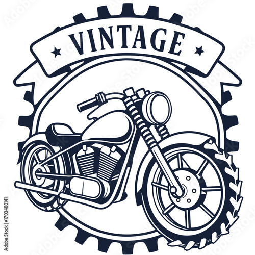 Vintage motorcycle emblem logo design for biker t shirts and apparel
