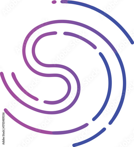 Abstract spiral line art design with vibrant cmyk and grayscale elements
